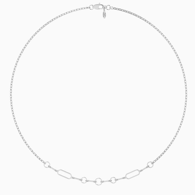 Waves by L'azurde Rectangluar & Round Links Necklace in Silver - Image 3